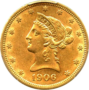 image for: 1906-D $10 PCGS AU55 - No Reserve!