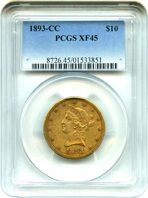image for: 1893-CC $10 PCGS XF45