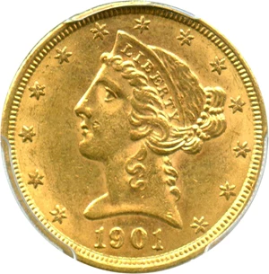 image for: 1901 $5 PCGS MS61 - No Reserve!