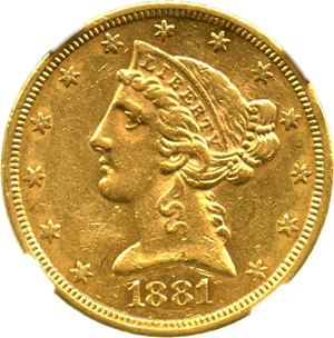 image for: 1881-S $5 NGC AU55 - No Reserve!