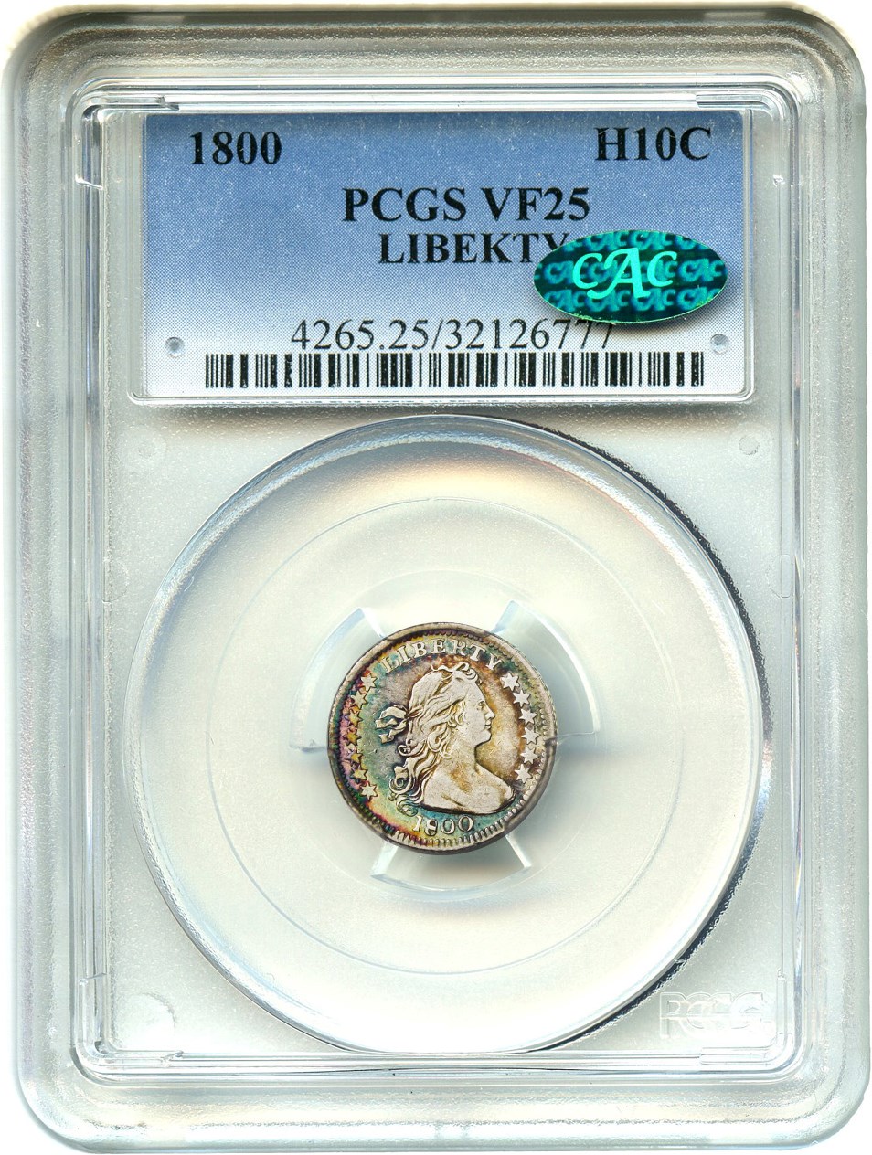 image for: 1800 H10c PCGS/CAC VF25 (LIBEKTY)