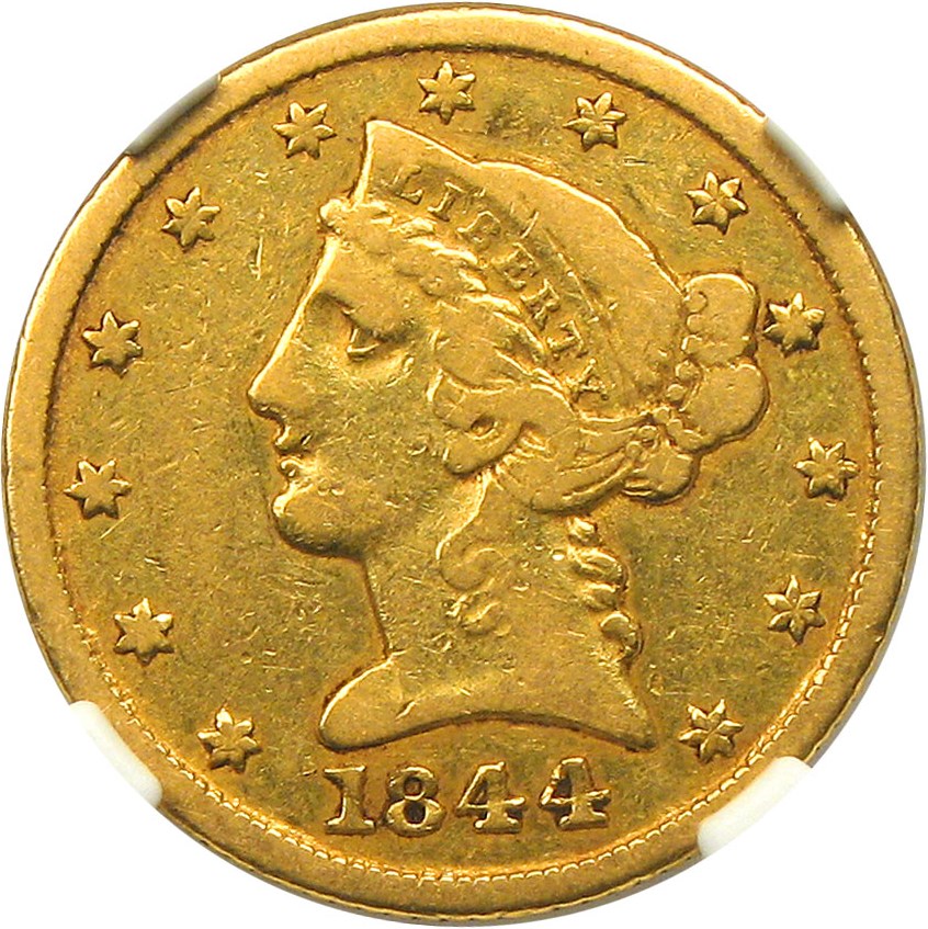 image for: 1844-C $5 NGC/CAC F15