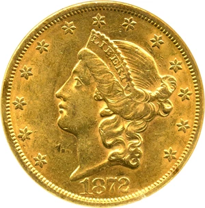 image for: 1872 $20 NGC/CAC AU58