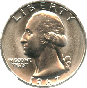 image for: 1967 25c NGC MS67