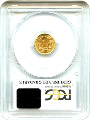 image for: 1856 G$1 PCGS Genuine AU Details (Type 3, Slanted 5, Damage)
