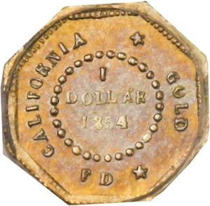 image for: California Fractional Gold: 1854 $1 PCGS MS63 (BG-508) - Vault Value!