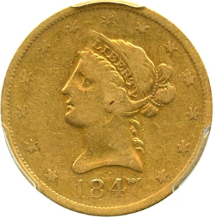 image for: 1847-O $10 PCGS/CAC F12