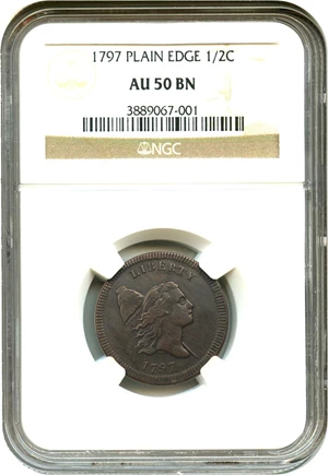 image for: 1797 1/2c NGC AU50 BN (Plain Edge)