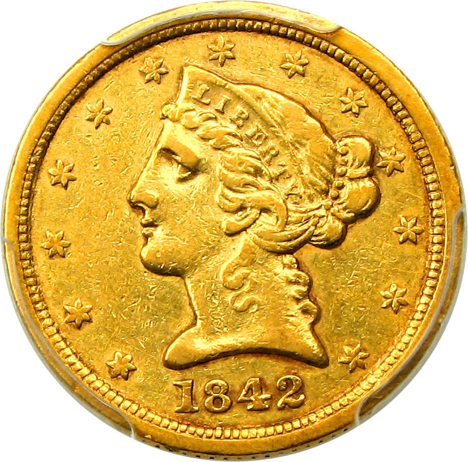 image for: 1842-C $5 PCGS XF45 (Large Date)
