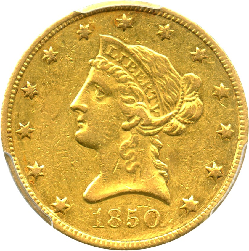 image for: 1850 $10 PCGS XF45 (Small Date)