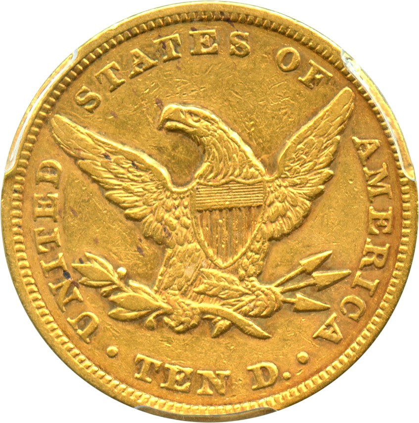 image for: 1857 $10 PCGS AU50
