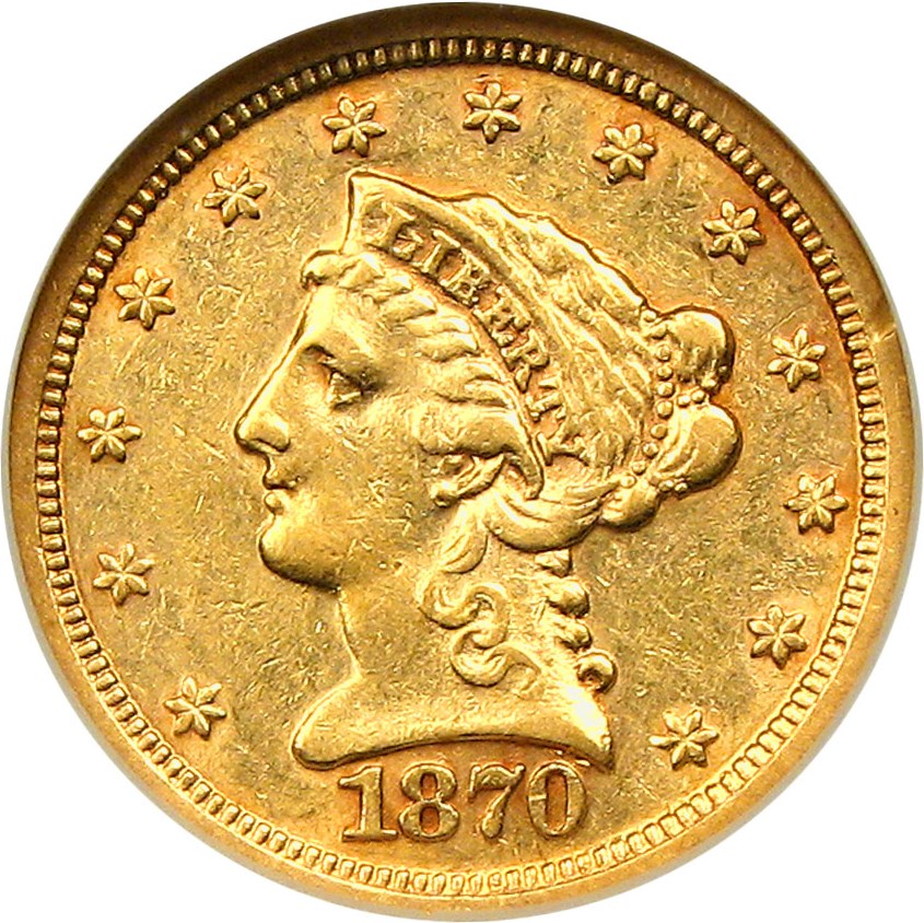 image for: 1870-S $2 1/2 NGC AU53
