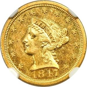 image for: 1847-O $2 1/2 NGC AU58+
