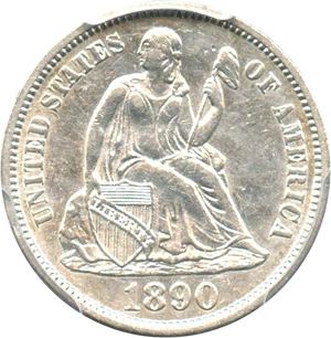 image for: 1890-S 10c PCGS AU55