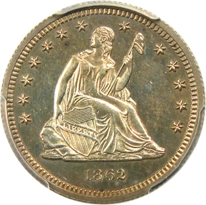image for: 1862 25c PCGS Proof 63