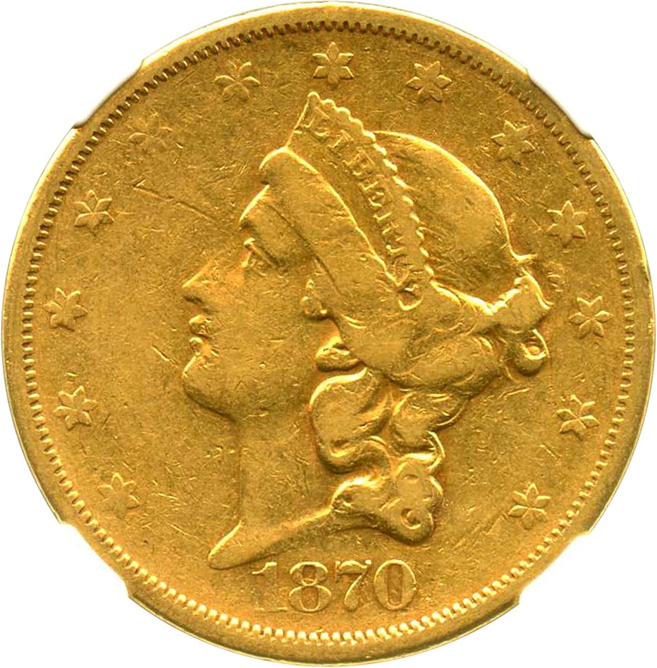 image for: 1870-S $20 NGC VF30