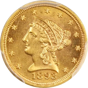 image for: 1893 $2 1/2 PCGS MS64
