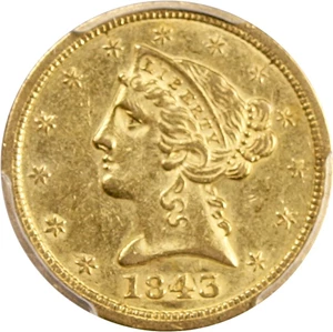 image for: 1843-O $5 PCGS AU50 (Large Letters)