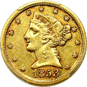 image for: 1853-D $5 PCGS XF45 (Large D)
