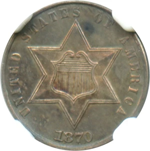 image for: 1870 3cS NGC Proof 64 - Vault Value!