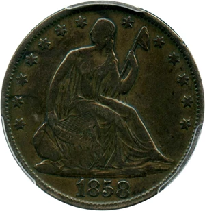 image for: 1858-O 50c PCGS Genuine VG Details (Cleaning)