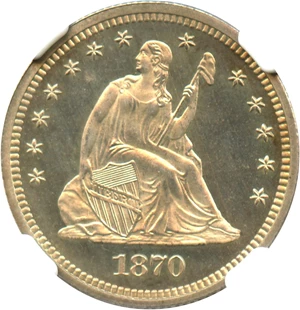 image for: 1870 25c NGC/CAC Proof 64 CAM