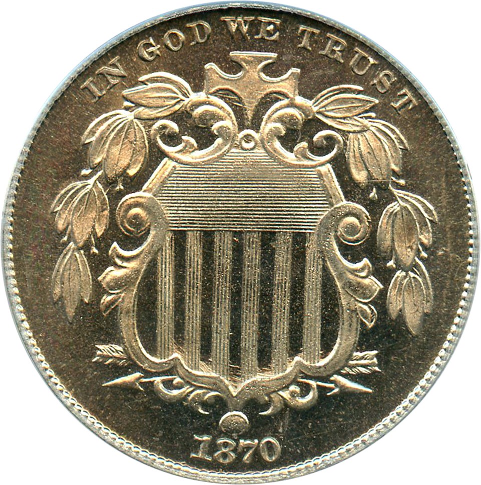 image for: 1870 5c PCGS/CAC Proof 64 CAM