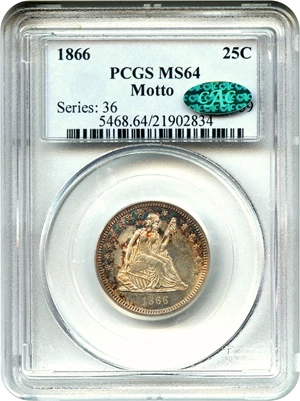 image for: 1866 25c PCGS/CAC MS64 - DLRC Discounts!