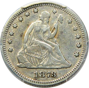 image for: 1873 25c PCGS VF30 (Closed 3) - DLRC Discount!