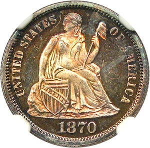 image for: 1870 10c NGC/CAC Proof 64 CAM - No Reserve!