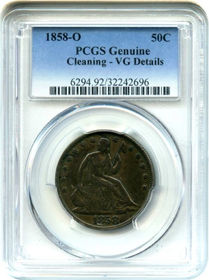 image for: 1858-O 50c PCGS Genuine VG Details (Cleaning)