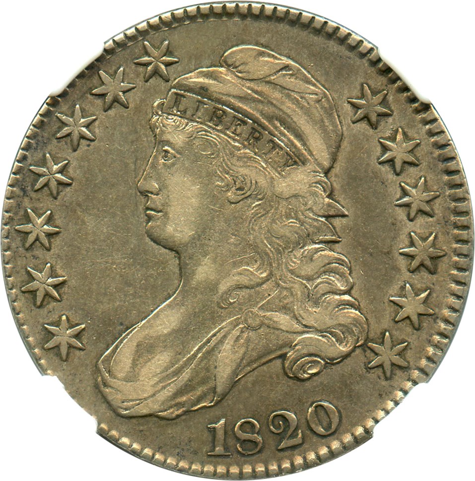 image for: 1820 50c NGC XF45 (Square 2, Large Date, O-106)