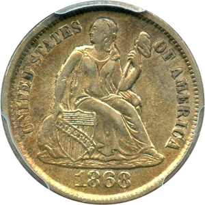 image for: 1868-S 10c PCGS/CAC AU53