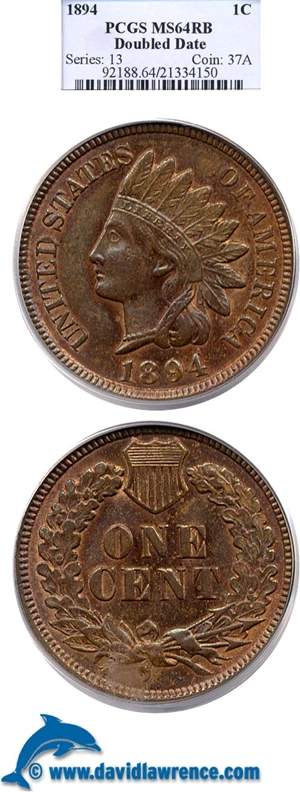 image for: 1894 1c Doubled Die PCGS MS64 RB