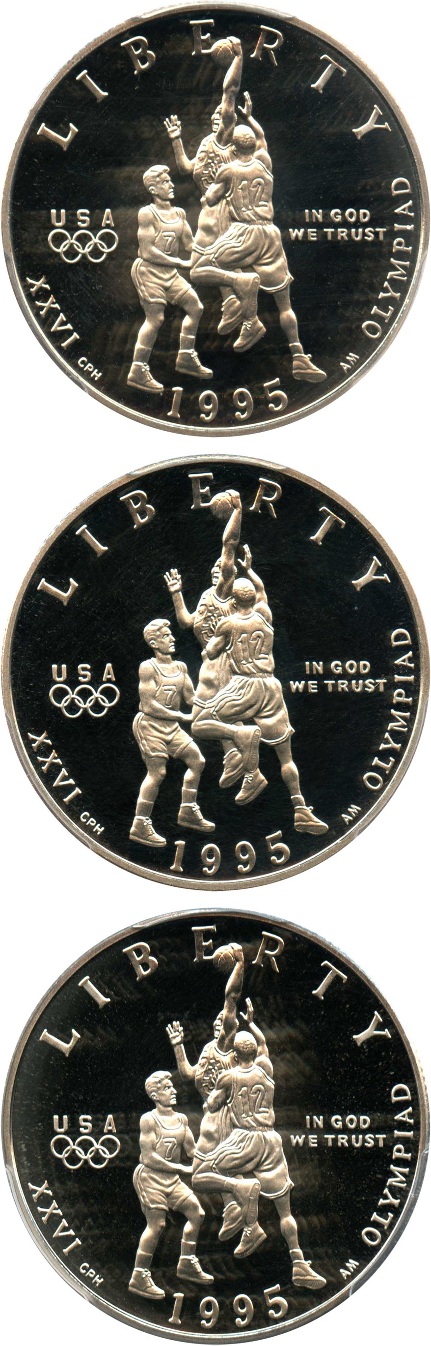 image for: Investor Lot of 1995-S Basketball 50c: All PCGS Proof 69 DCAM (3 Coins) - No Reserve!