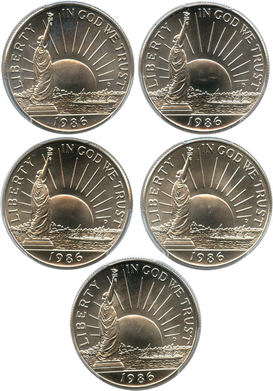 image for: Investor Lot of 1986-D Statue Liberty 50c: All PCGS MS69 (5 Coins)- No Reserve!