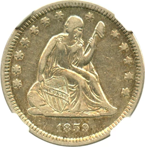 image for: 1859-O 25c NGC/CAC XF45