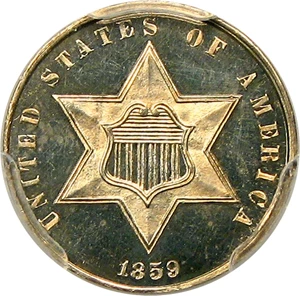 image for: 1859 3cS PCGS Proof 64 CAM