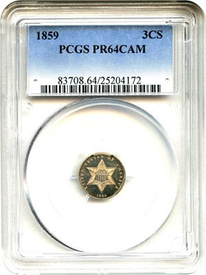 image for: 1859 3cS PCGS Proof 64 CAM
