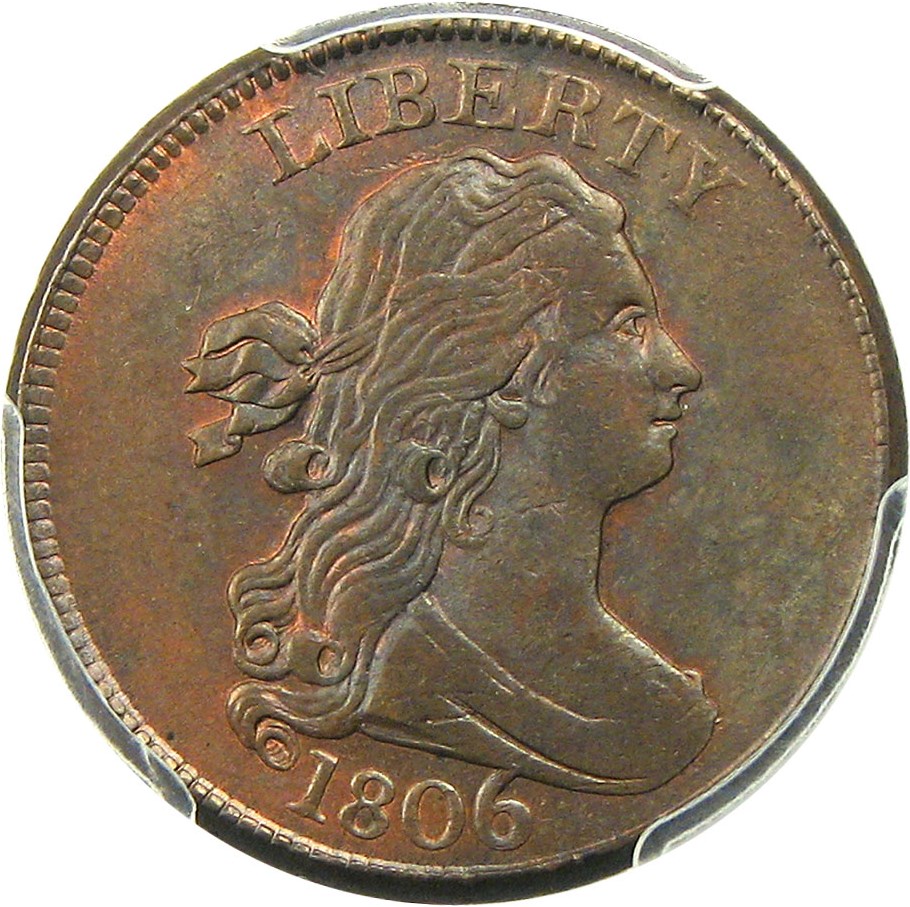 image for: 1806 1/2c PCGS/CAC MS62 RB (Large 6, Stems)