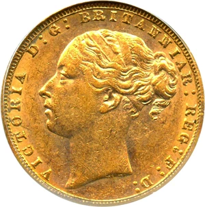 image for: Great Britain: 1874 Gold Sovereign PCGS AU55 (KM-752) .2354oz Gold