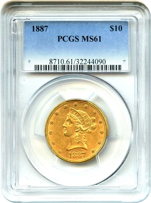 image for: 1887 $10 PCGS MS61 - No Reserve!