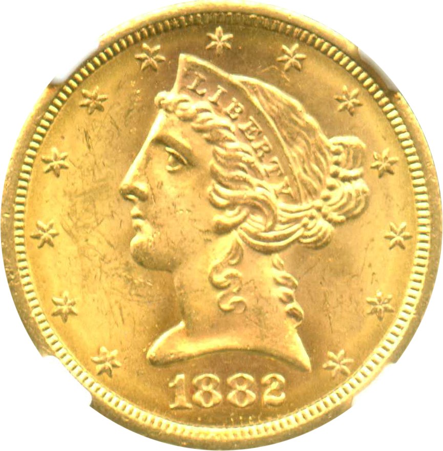 image for: 1882-S $5 NGC MS62 - No Reserve!