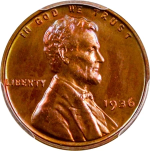image for: 1936 1c PCGS/CAC Proof 65 RB (Type 1, Satin Finish)