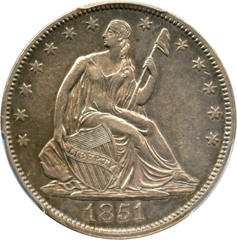 image for: 1851 50c PCGS XF45 (RPD, WB-102)