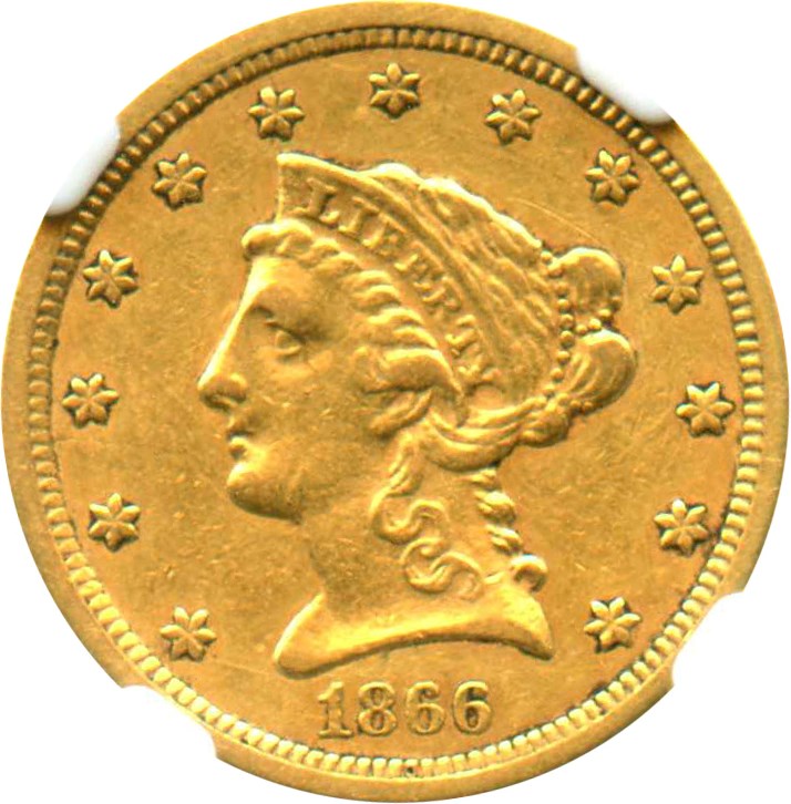 image for: 1866-S $2 1/2 NGC XF45