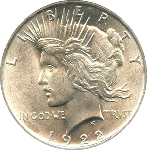 image for: 1922 $1 PCGS MS62 (VAM-12A, Moustache)