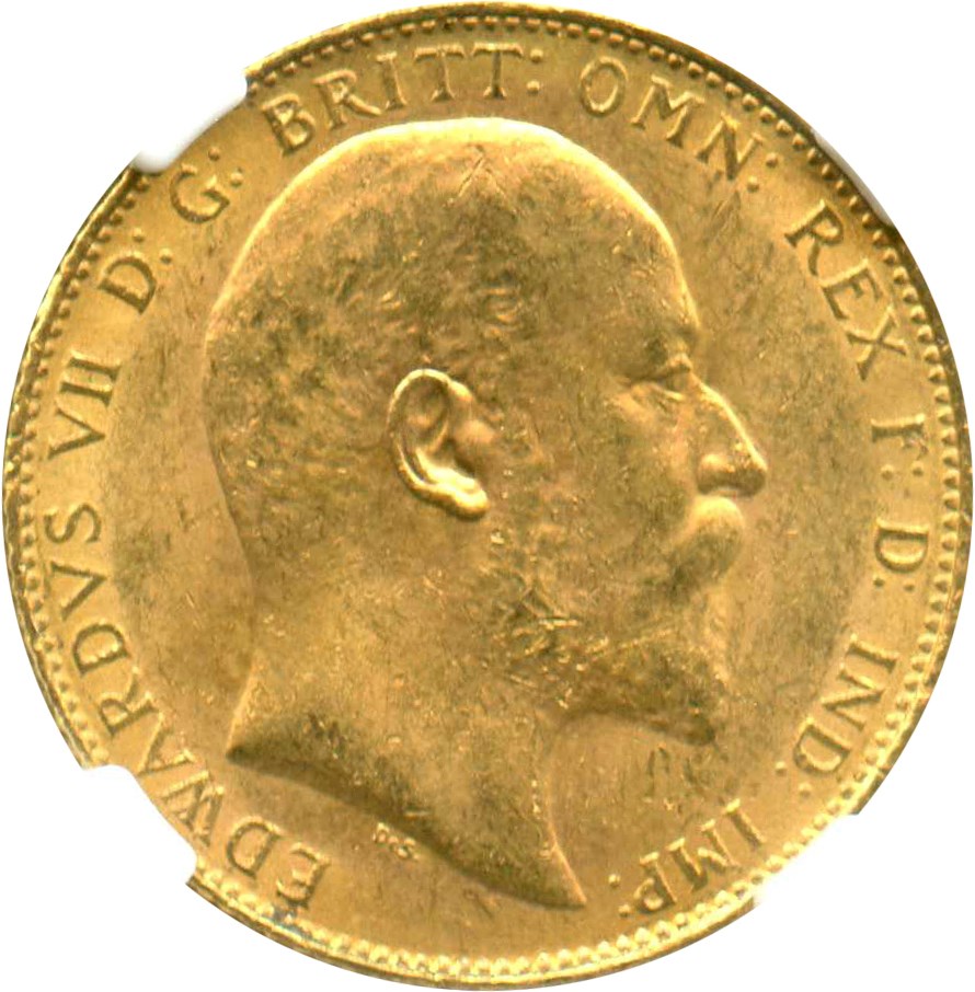 image for: Great Britain: 1907 Sovereign NGC MS61 (KM#805) 0.2354 oz Gold