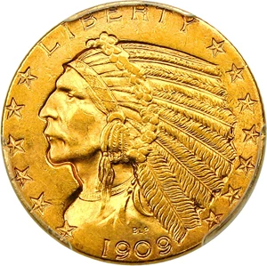 image for: 1909-S $5 PCGS/CAC MS62