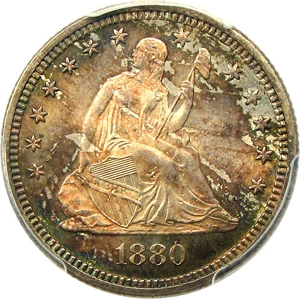 image for: 1880 25c PCGS/CAC MS66